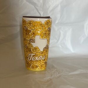 New Starbucks Yellow Floral Texas Tumbler
